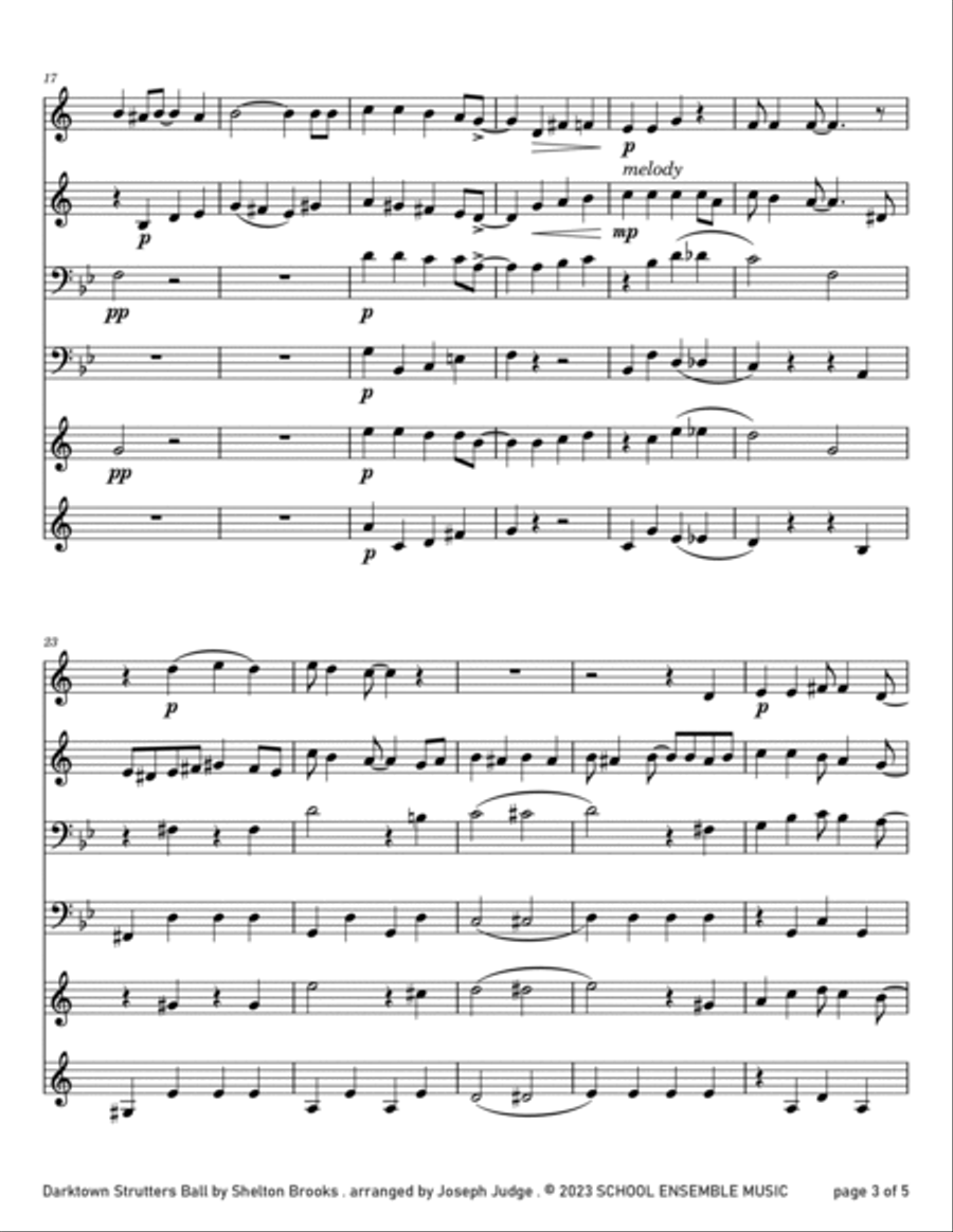 Darktown Strutters Ball by Shelton Brooks for Brass Quartet in Schools Brass Quartet scores gallery preview page 3