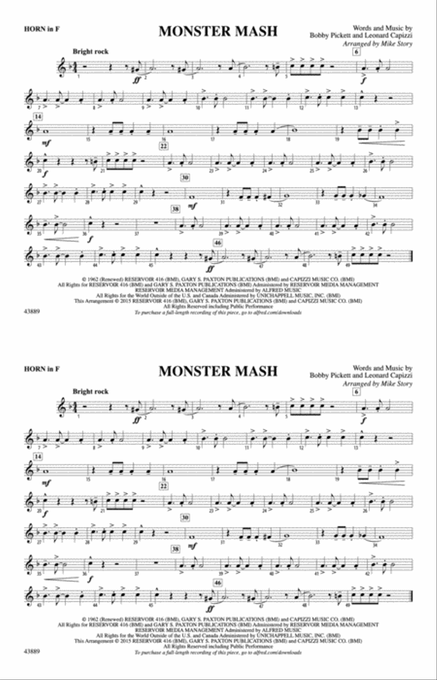 Monster Mash: 1st F Horn Marching Band scores gallery preview page 1