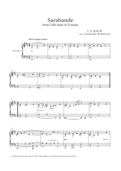 Sarabande (Cello Suite in D major), BWV 1008