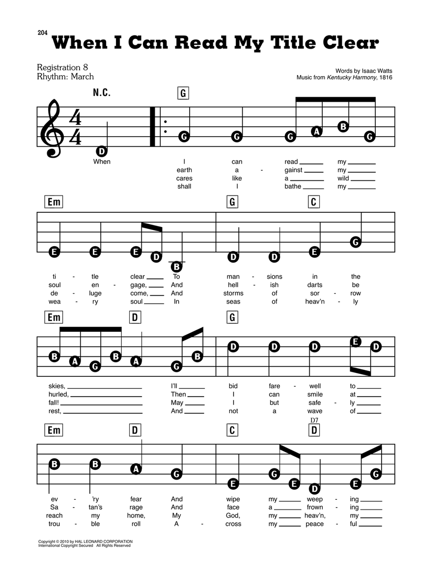 When I Can Read My Title Clear Electronic Keyboard scores gallery preview page 1