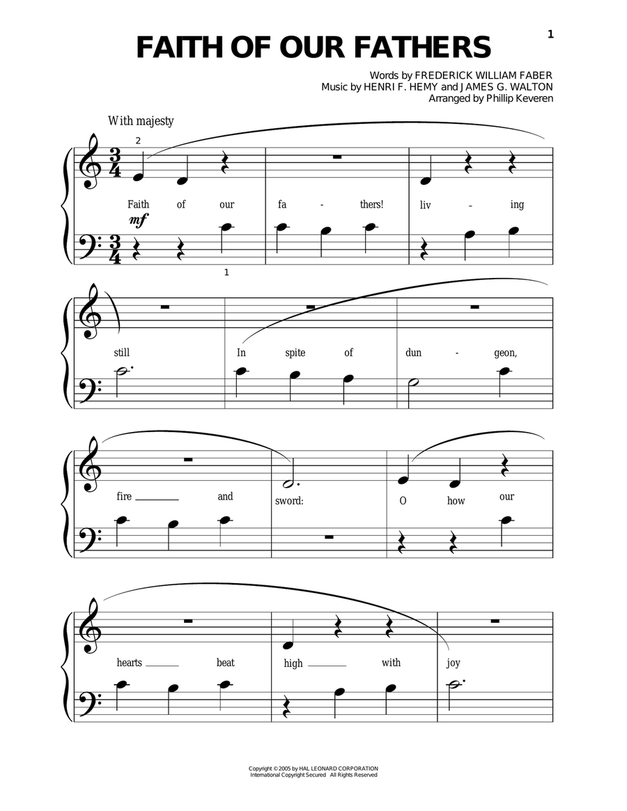 Faith Of Our Fathers (arr. Phillip Keveren) Piano Solo scores gallery preview page 1
