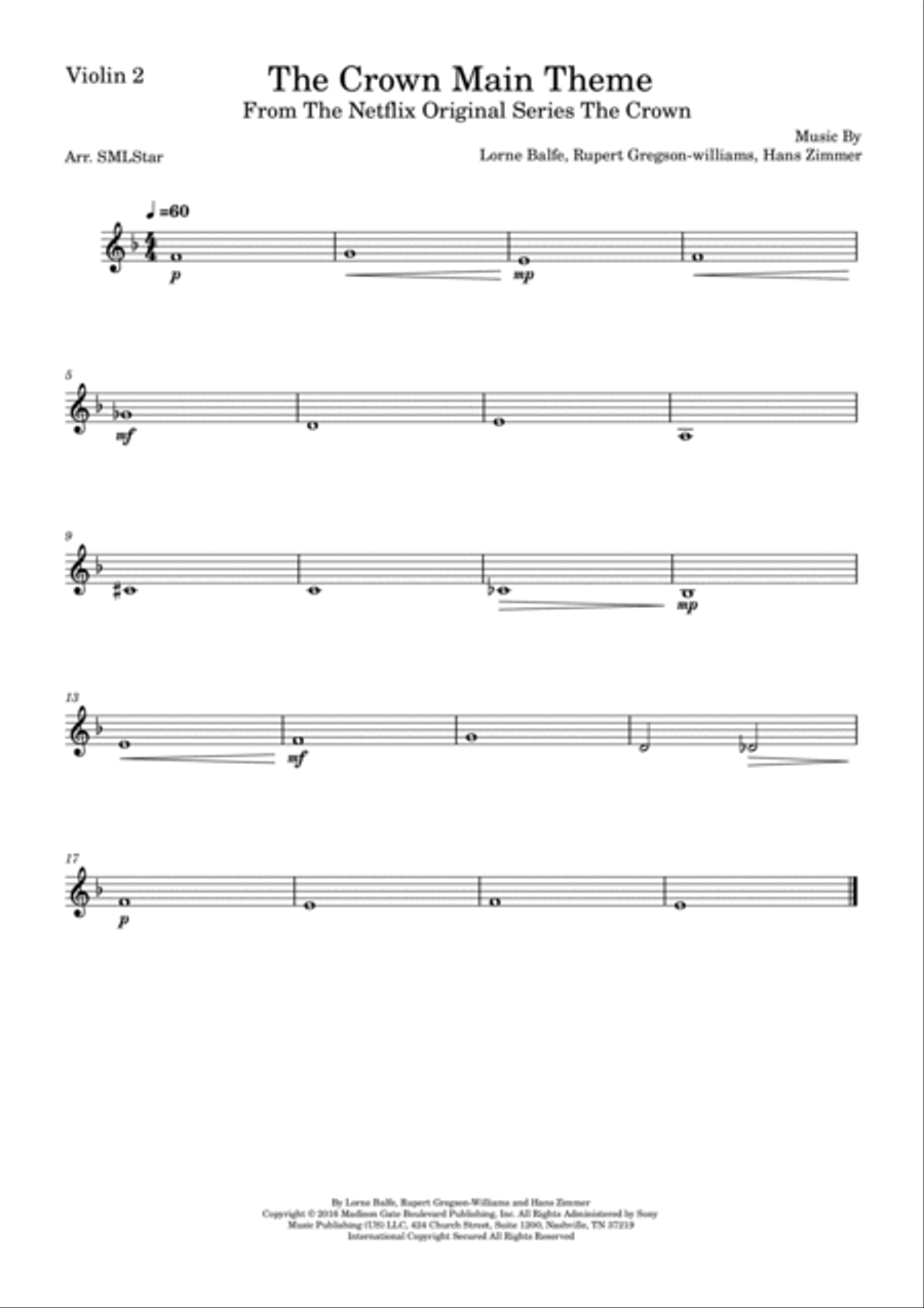 The Crown Main Theme String Quartet scores gallery preview page 3