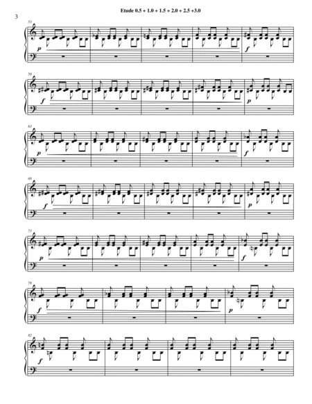 Etude 0.5+1.0+1.5+2.0+2.5+3.0 for Piano Solo from 25 Etudes using Symmetry, Mirroring, and Intervals image number null