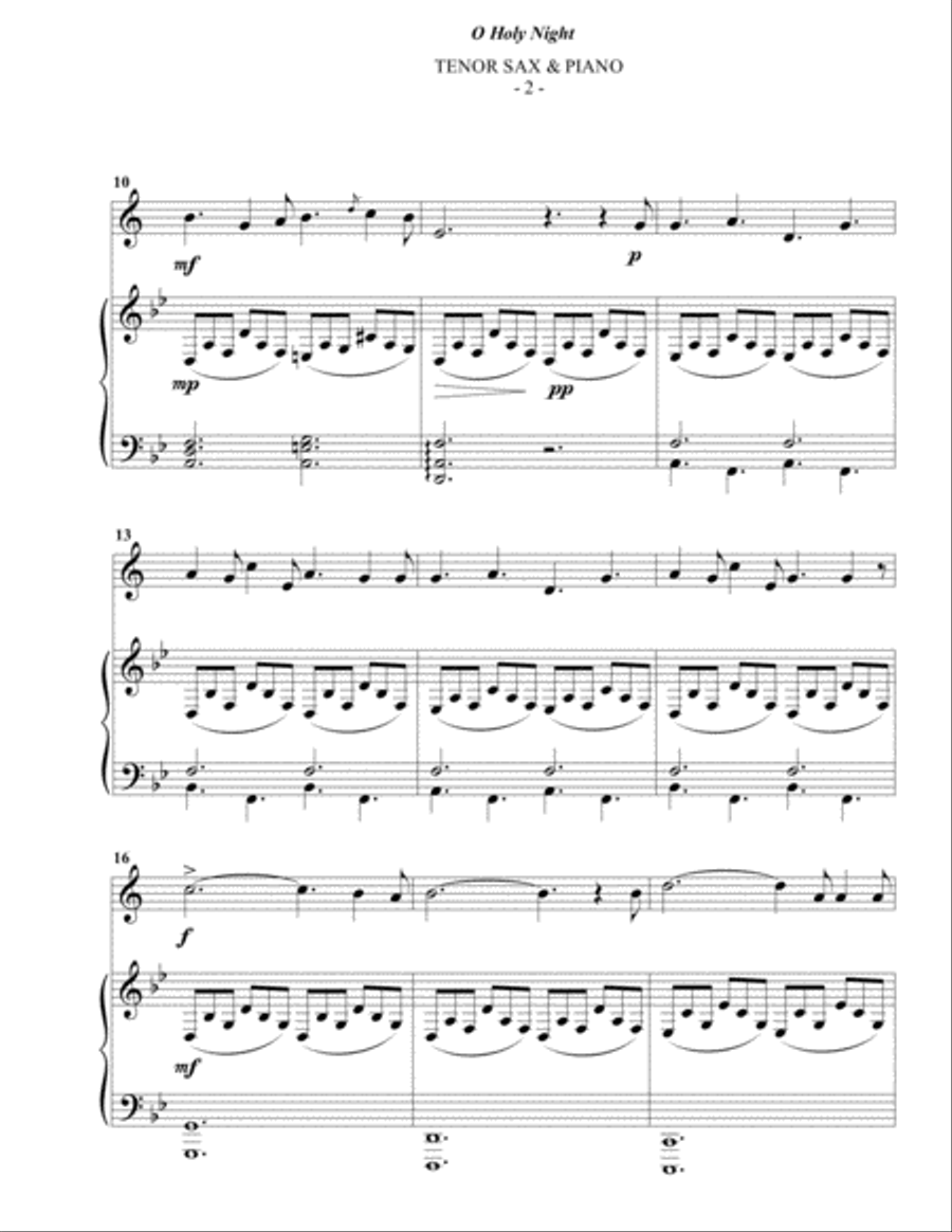 O Holy Night for Tenor Sax & Piano Tenor Saxophone scores gallery preview page 2