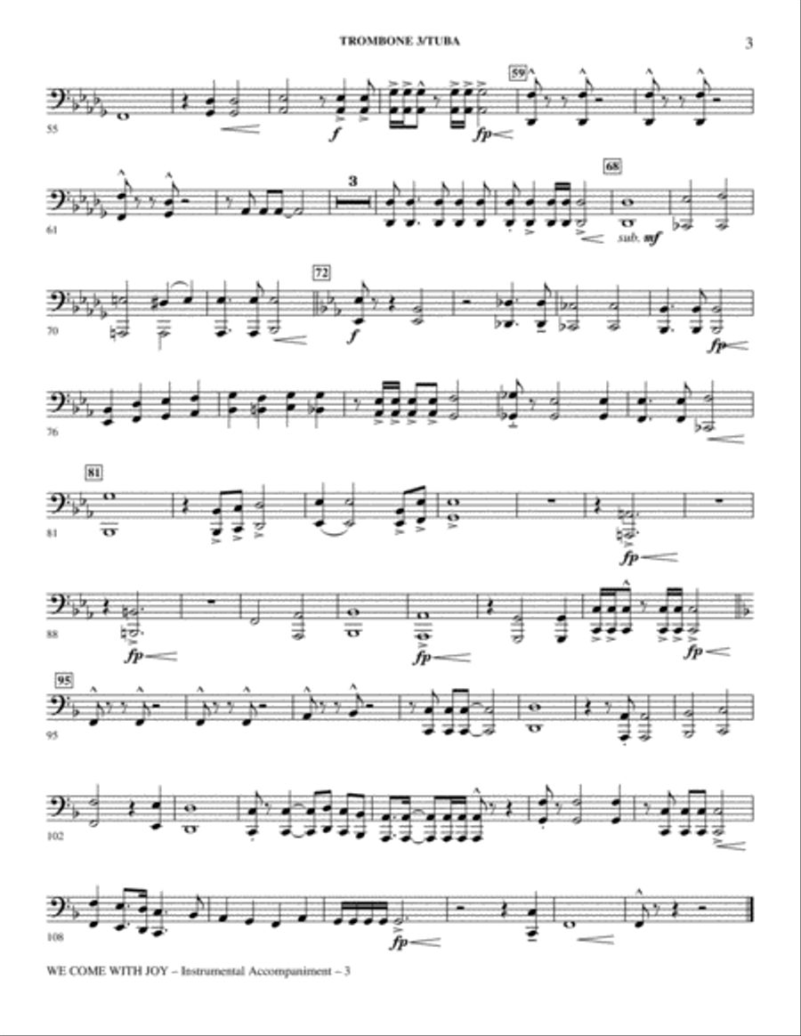 We Come With Joy Orchestration - Trombone 3/Tuba Choir scores gallery preview page 3