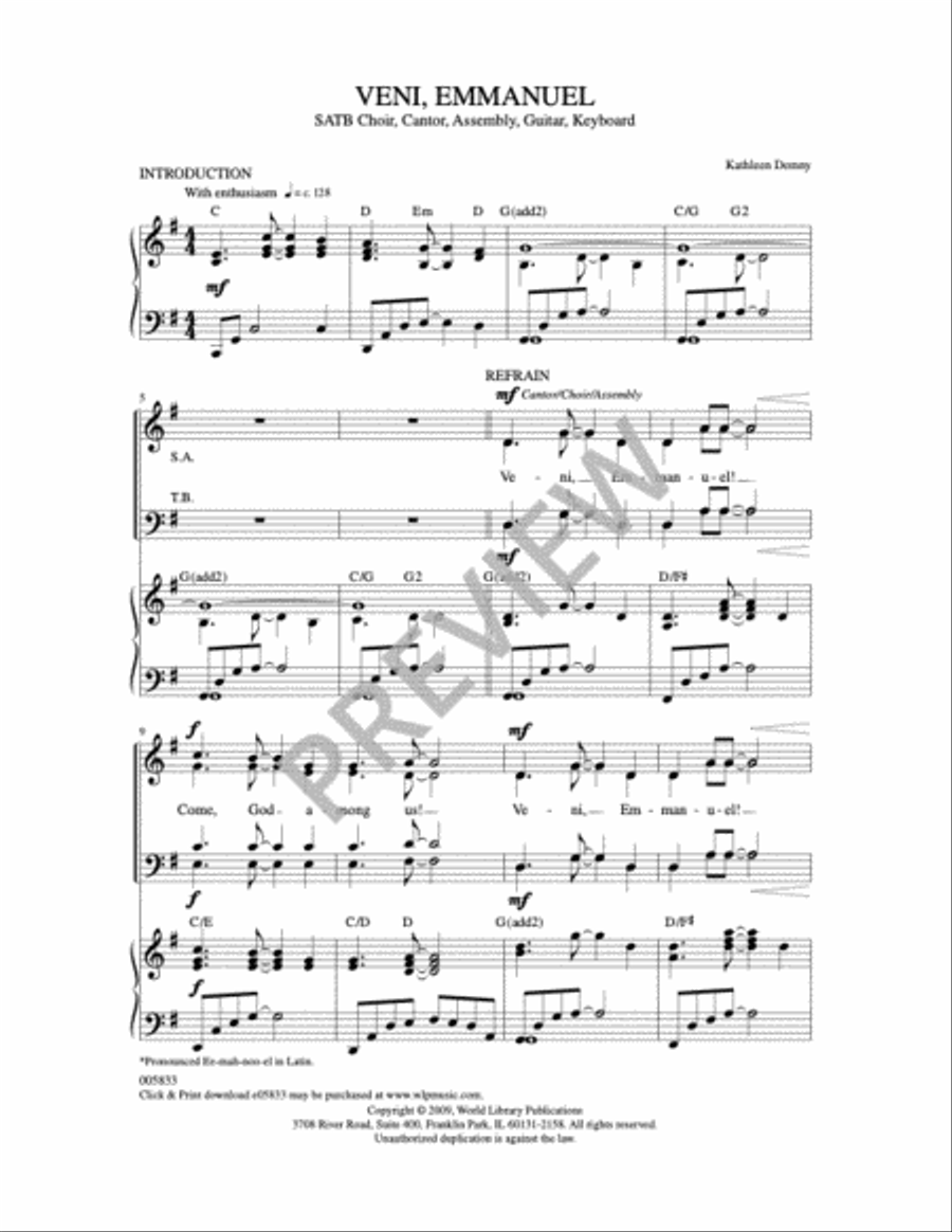 Veni Emmanuel Veni Emmanuel 4-Part scores gallery preview page 2