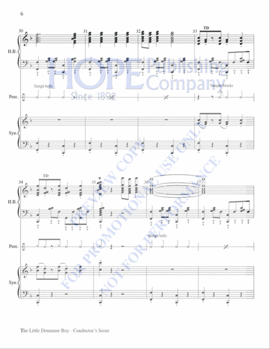 Little Drummer Boy Handbell Choir scores gallery preview page 6
