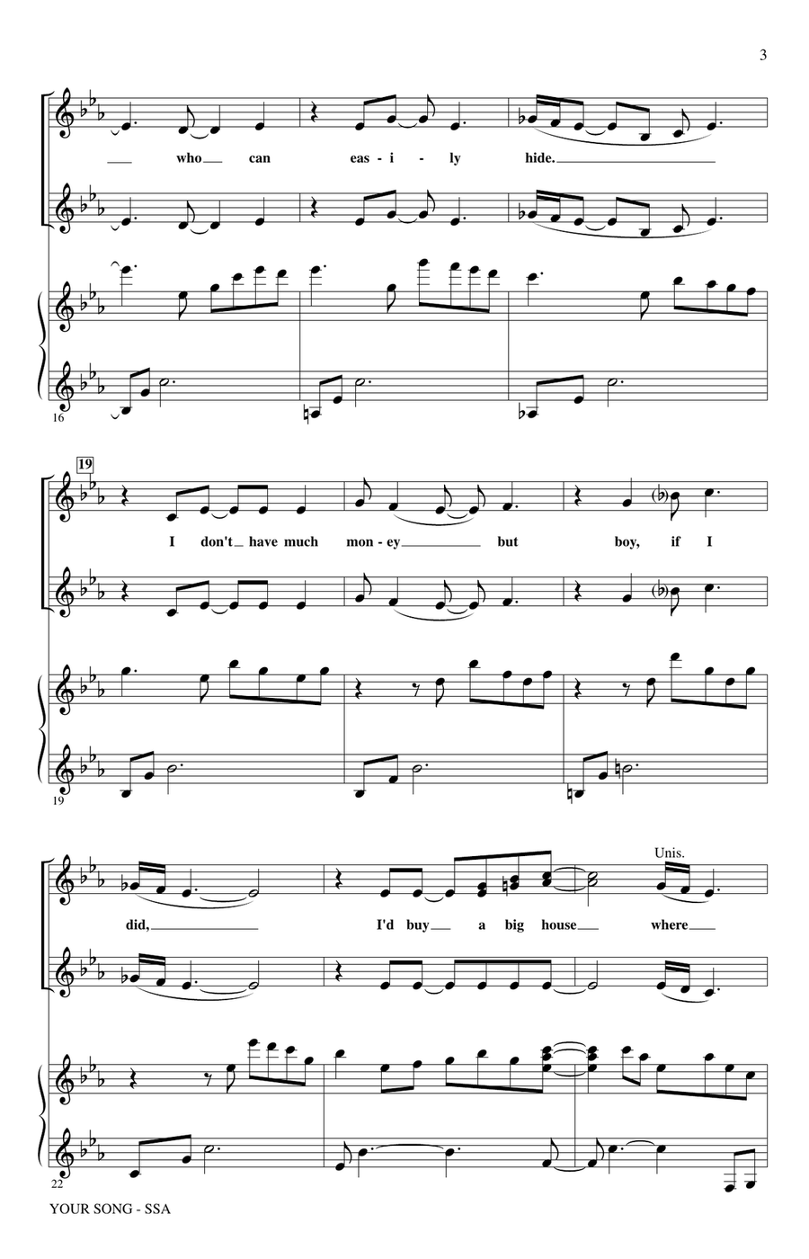 Your Song (arr. Mac Huff) SSA scores gallery preview page 2