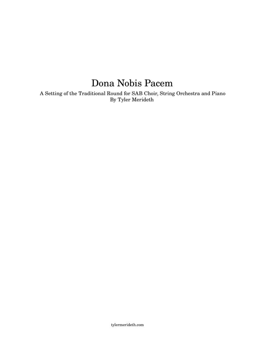 Dona Nobis Pacem for SAB Choir, String Orchestra and Piano 3-Part scores gallery preview page 1