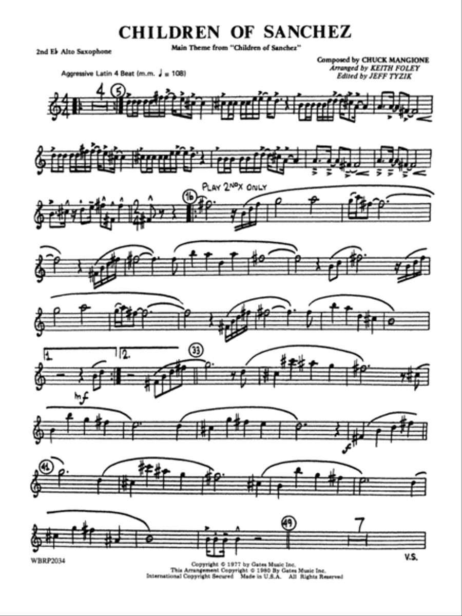 Children of Sanchez: 2nd E-flat Alto Saxophone Jazz Ensemble scores gallery preview page 1