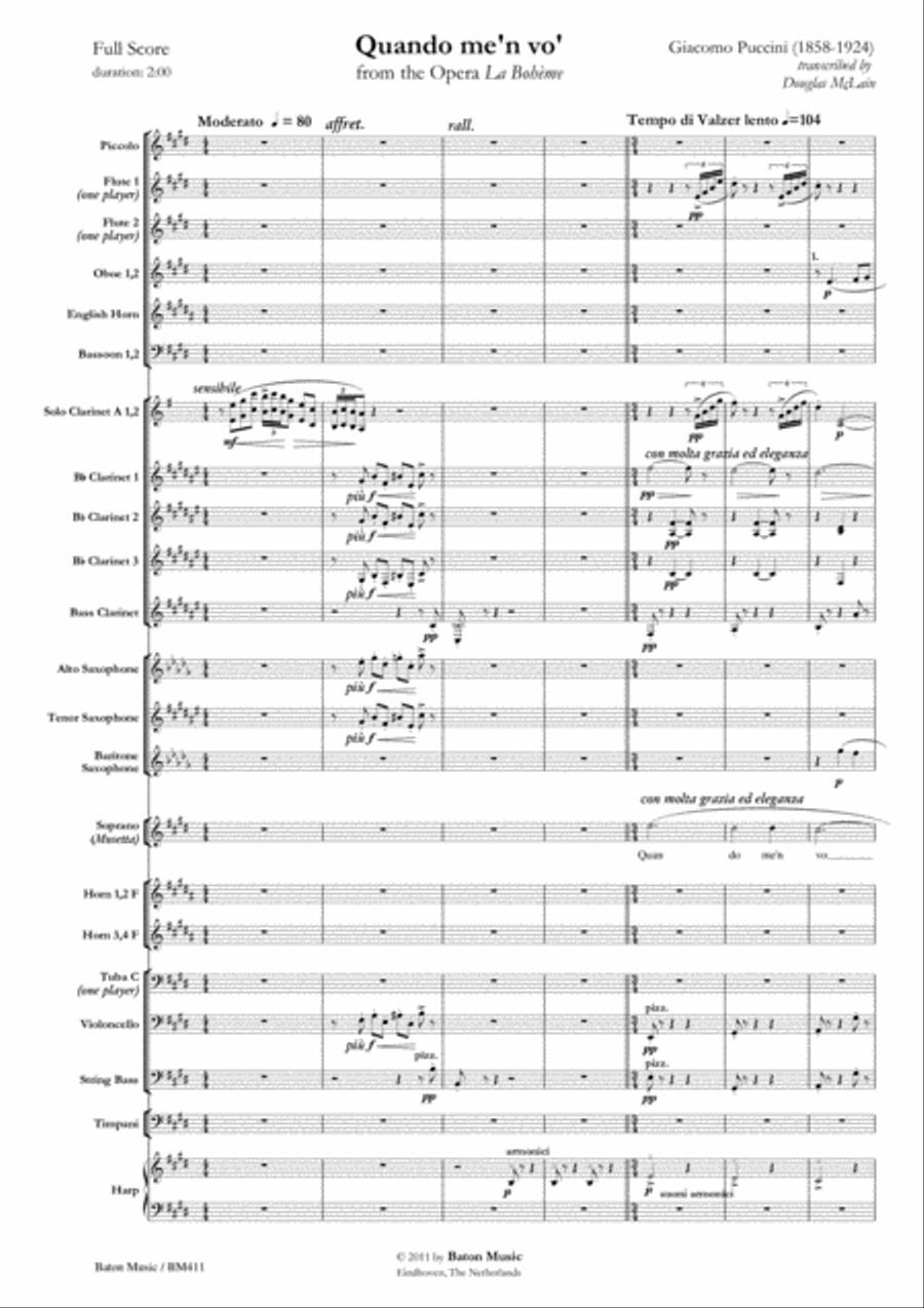 Quando me'en vo' Concert Band scores gallery preview page 2