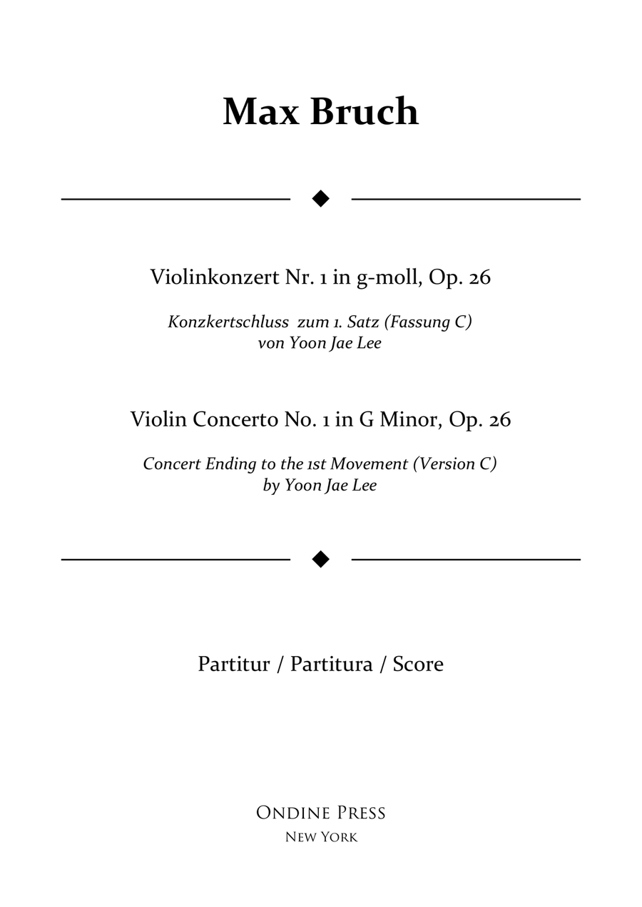 Bruch: Violin Concerto No.1 in G Minor: I. concert ending by Yoon Jae Lee (Version C for Orchestra), Full Orchestra scores gallery preview page 1
