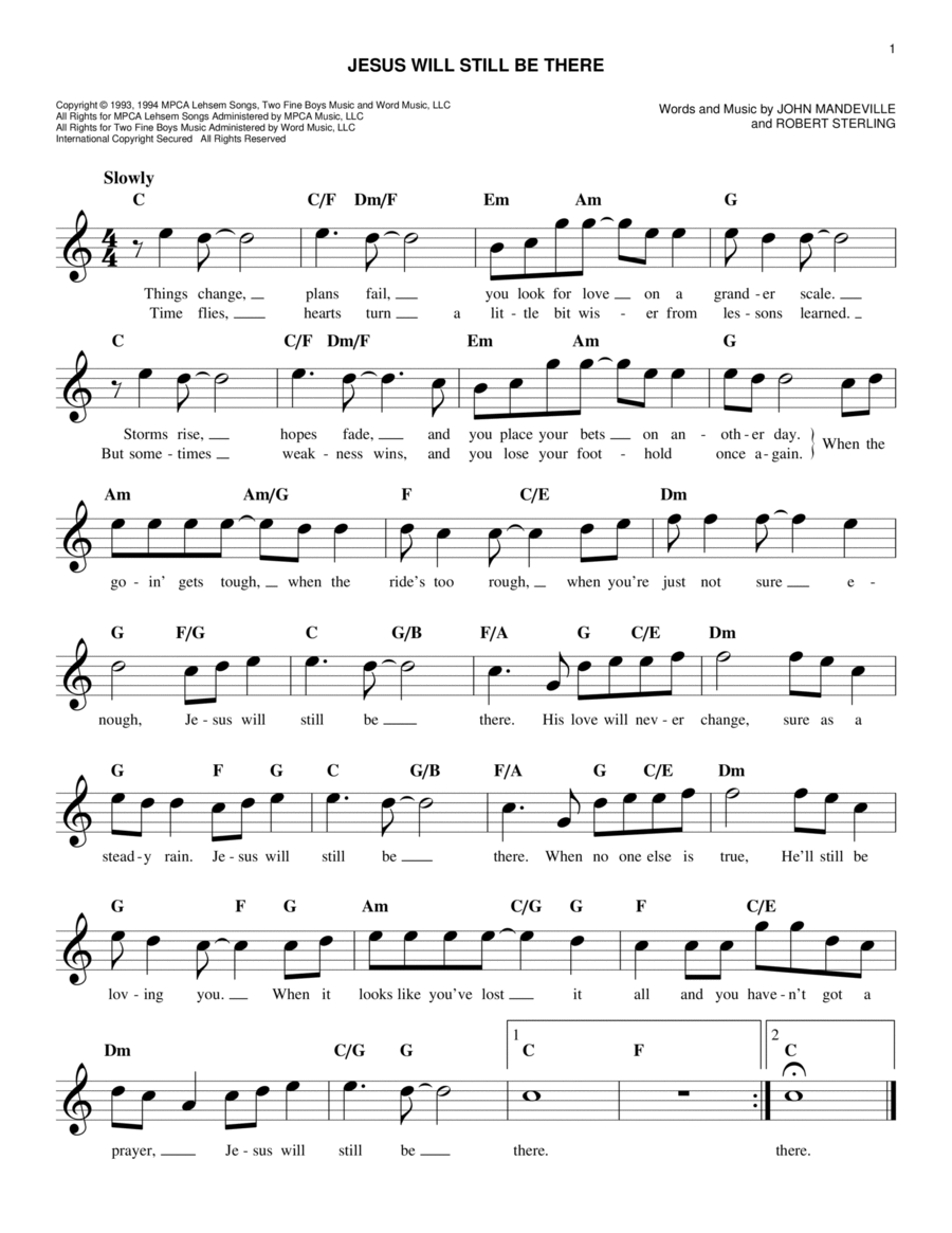 Jesus Will Still Be There Piano scores gallery preview page 1