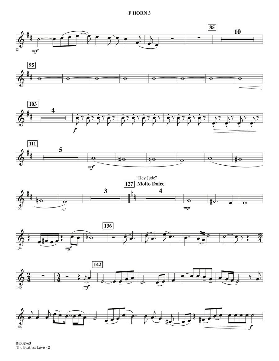 The Beatles: Love - F Horn 3 Concert Band scores gallery preview page 2