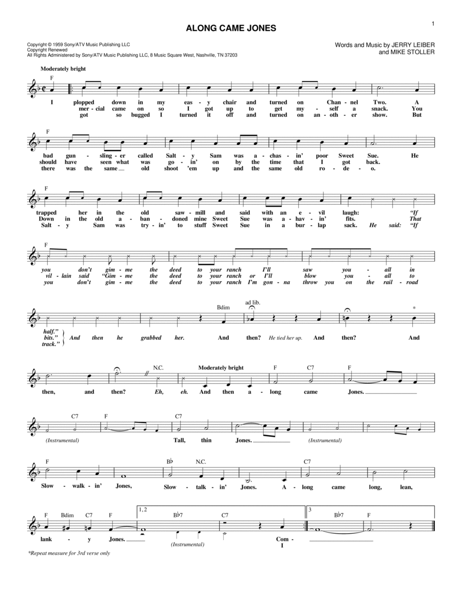 Along Came Jones Guitar scores gallery preview page 1