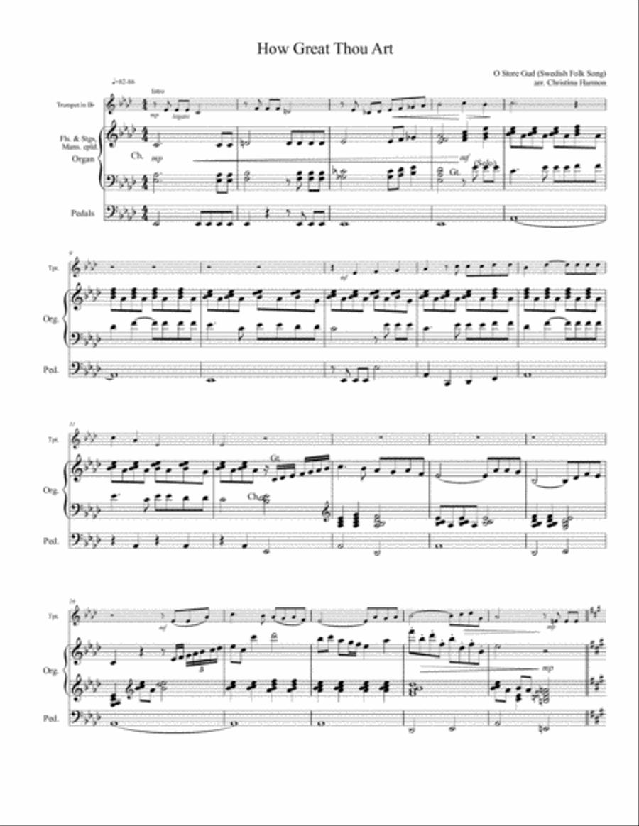 How Great Thou Art – One Trumpet and Organ Trumpet Duet scores gallery preview page 2