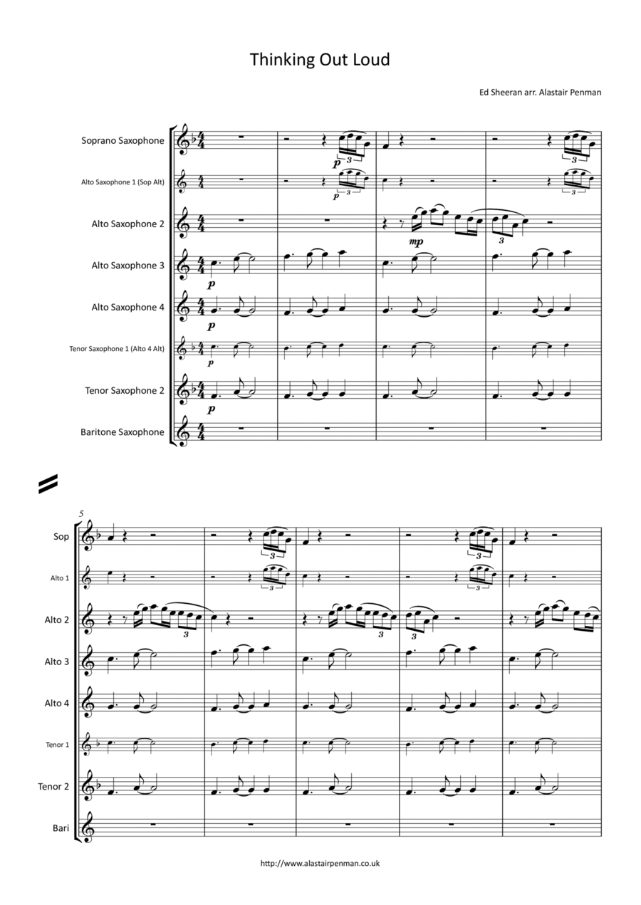 Thinking Out Loud Woodwind Ensemble scores gallery preview page 1