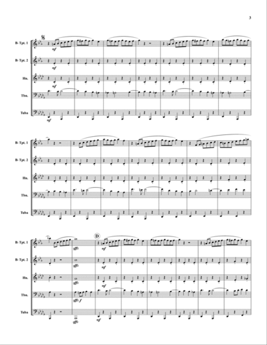 Rolling Thunder March Brass Quintet scores gallery preview page 3