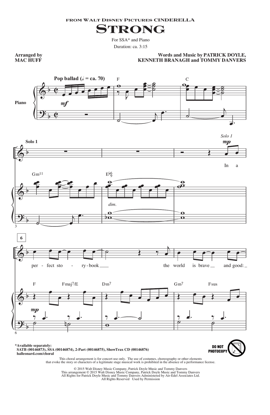Strong (from the Motion Picture Cinderella) (arr. Mac Huff)
