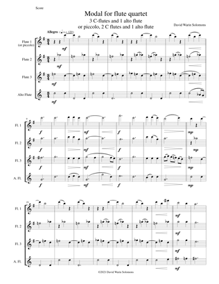 Book cover for Modal for flute quartet (3 C flutes (or Piccolo, 2 C Flutes) and 1 Alto Flute)