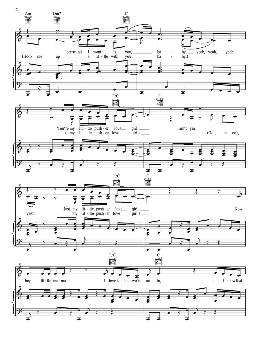 Pusher Love Girl Piano, Vocal, Guitar scores gallery preview page 4