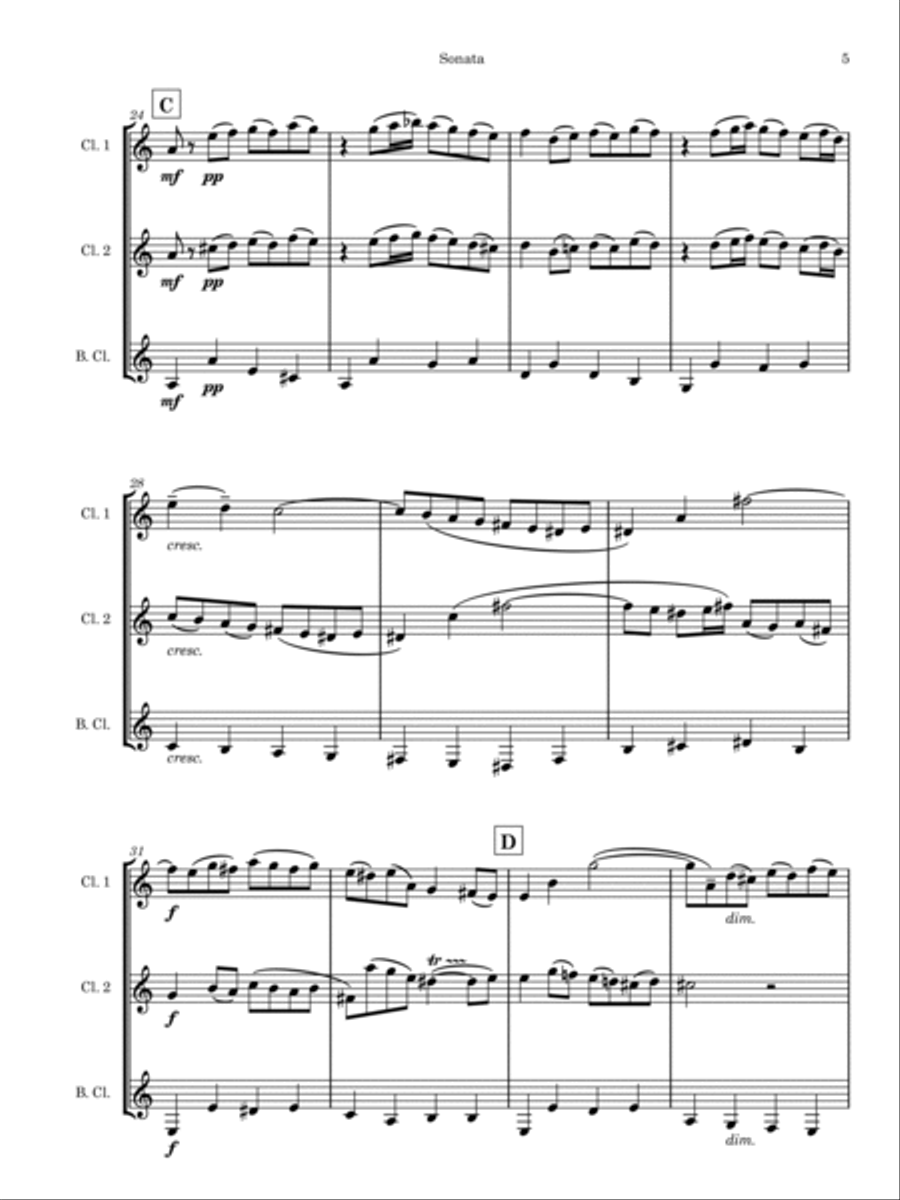 Andante from Bach Violin Sonata - For Clarinet Trio Clarinet Trio scores gallery preview page 5