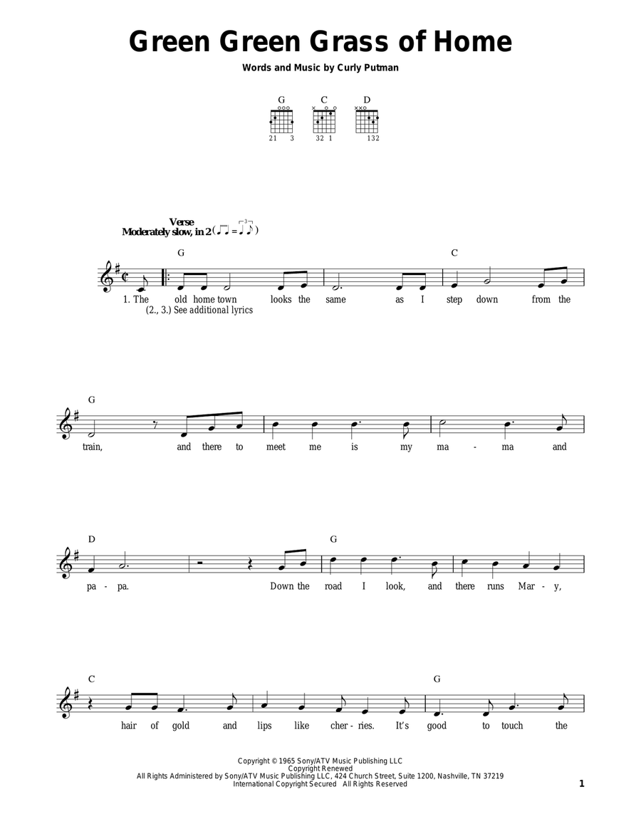 Green Green Grass Of Home Acoustic Guitar scores gallery preview page 1