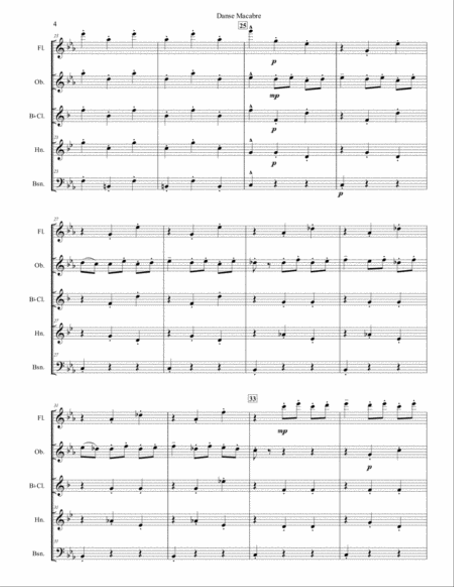 Danse Macabre for Woodwind Quintet Woodwind Quintet scores gallery preview page 4