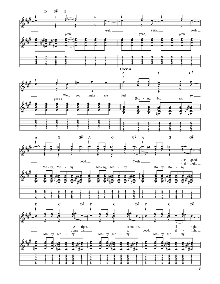 Mony, Mony Mony, Mony Acoustic Guitar scores gallery preview page 3