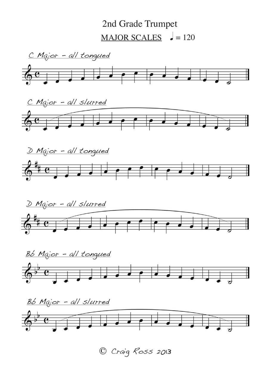 AMEB Compatible Trumpet Scales Grade 1 and 2 Trumpet Solo scores gallery preview page 6