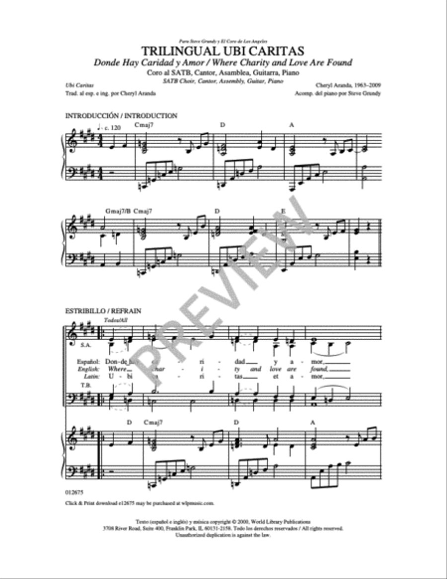 Trilingual Ubi Caritas-Aranda Easter scores gallery preview page 4