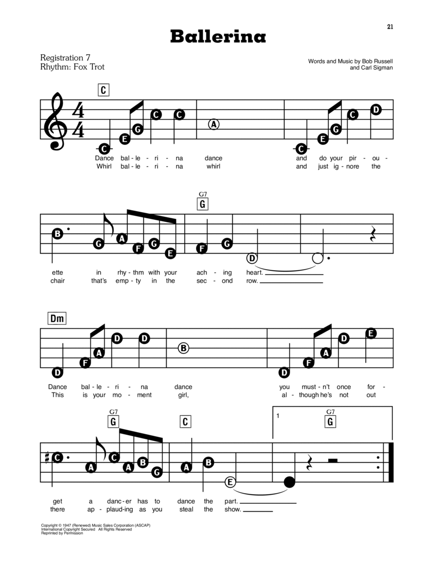 Ballerina Electronic Keyboard scores gallery preview page 1