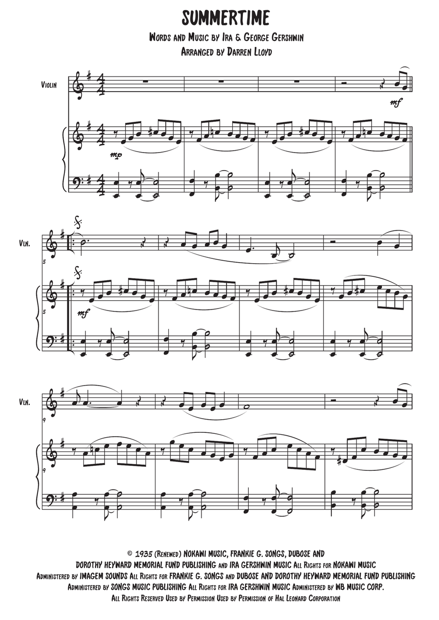 Summertime Violin Solo scores gallery preview page 3