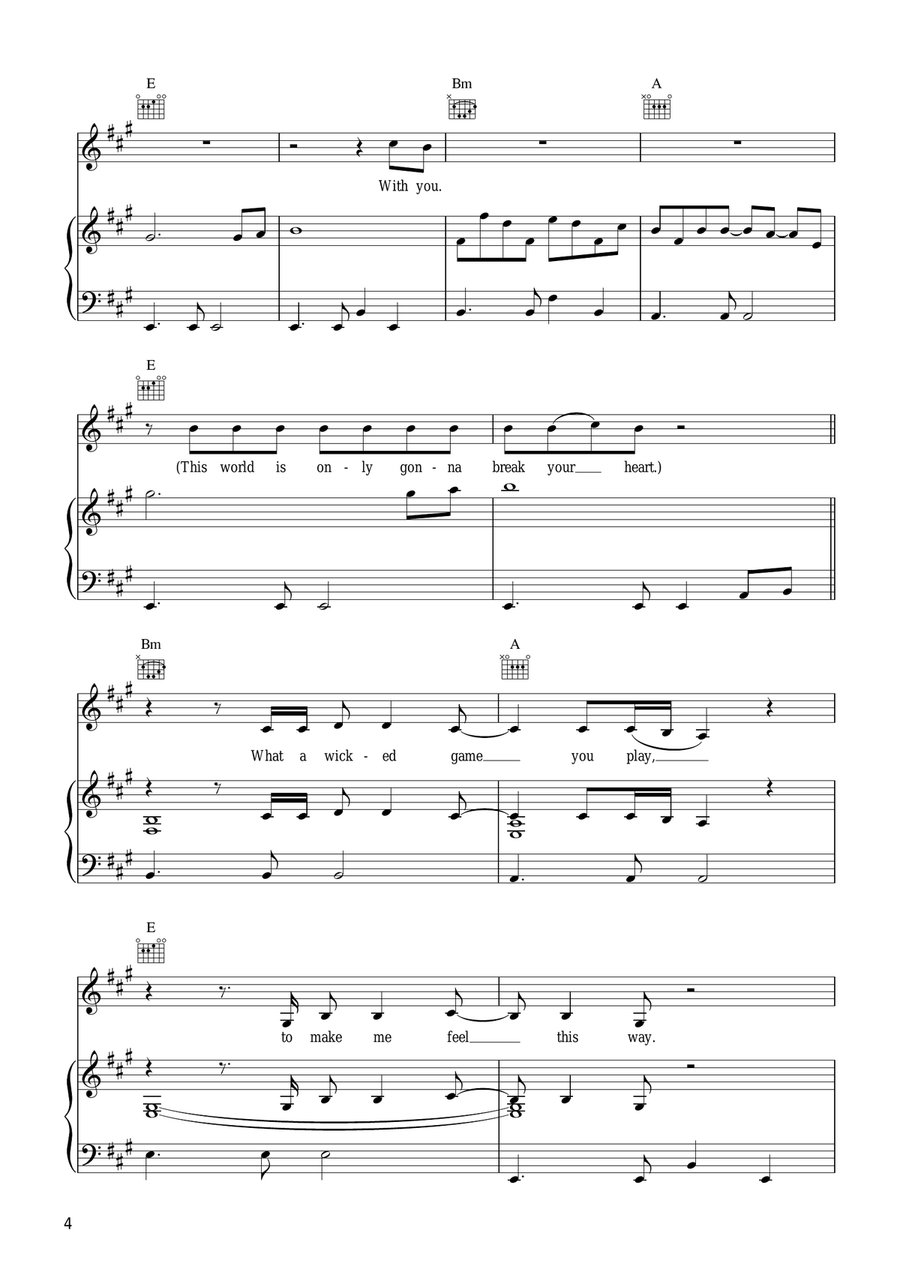 Wicked Game Acoustic Guitar scores gallery preview page 4