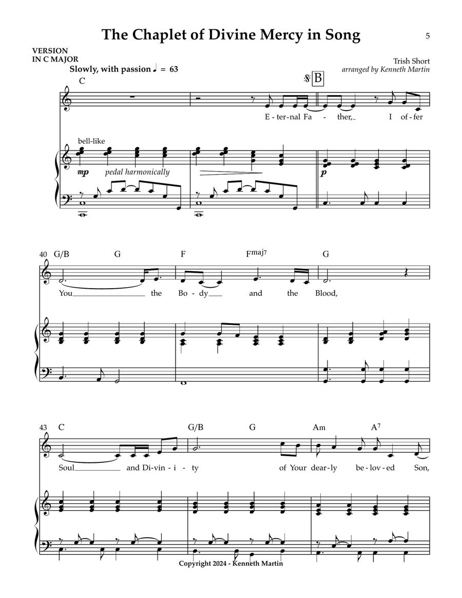 The Chaplet of Divine Mercy in Song - In four keys (Bb, C, D, & Eb) and Choir SATB 4-Part scores gallery preview page 6