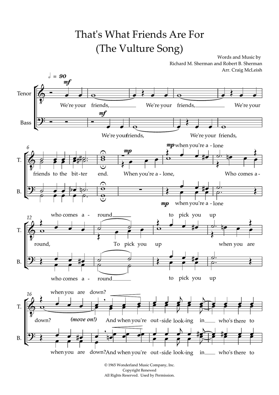 That's What Friends Are For (the Vulture Song) (arr. Craig McLeish)