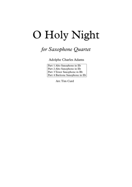 O Holy Night. For Saxophone Quartet image number null