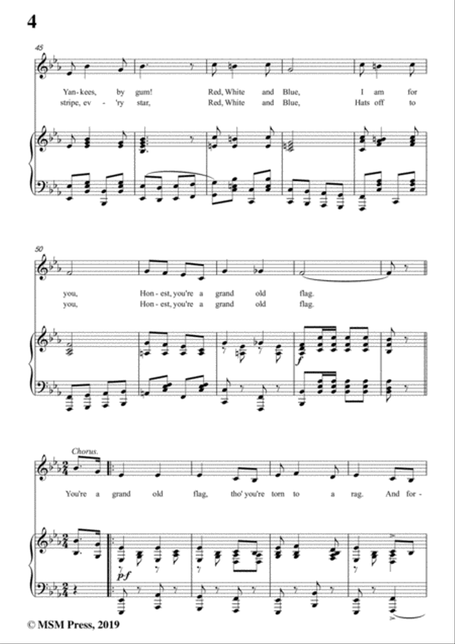 George M. Cohan-You're A Grand Old Flag,in E flat Major,for Voice&Piano Voice scores gallery preview page 6