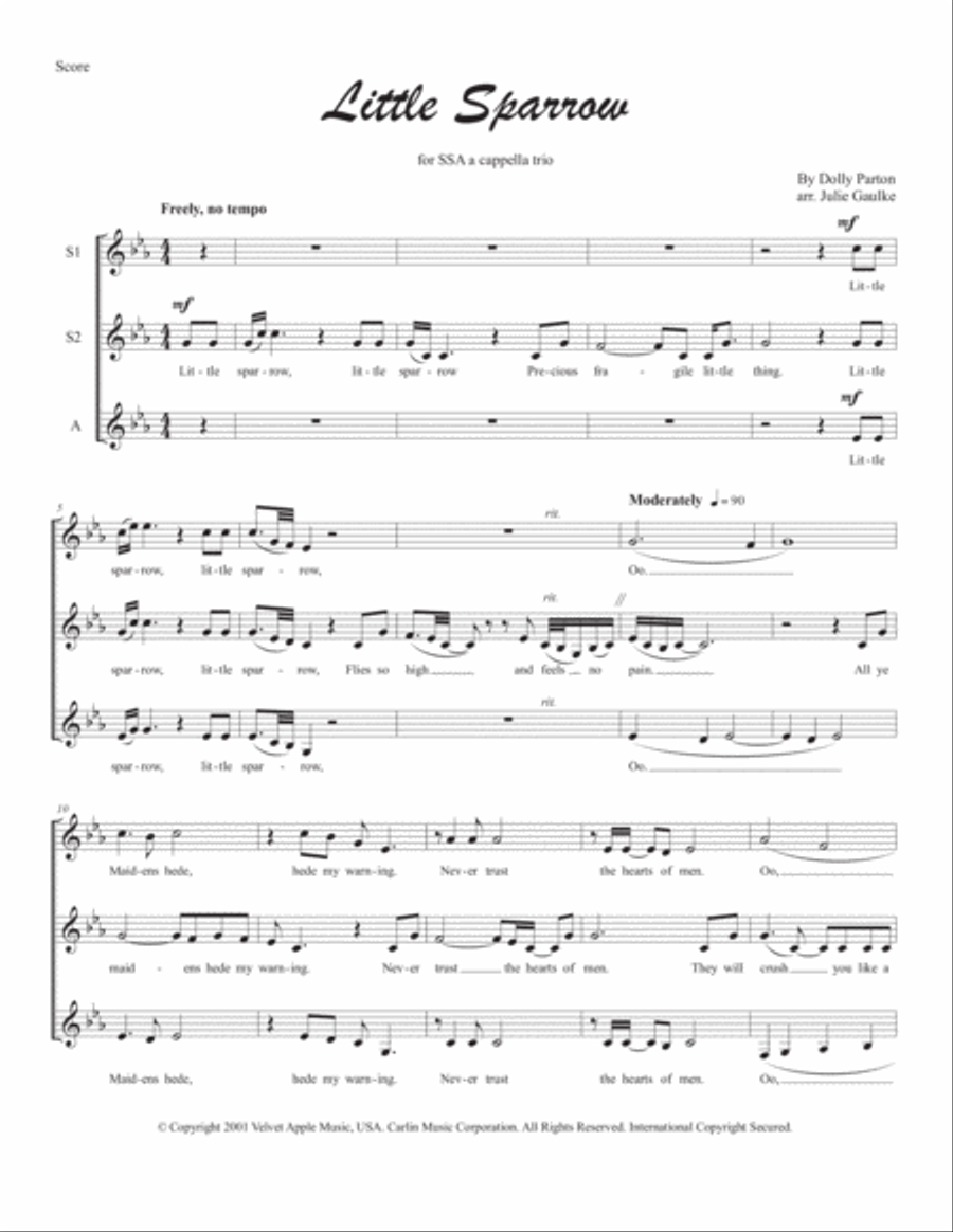 Little Sparrow SSA scores gallery preview page 1