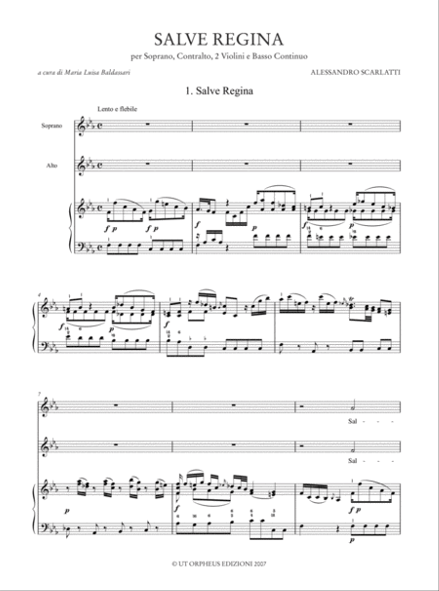 Salve Regina for Soprano, Alto, 2 Violins and Continuo Voice scores gallery preview page 2