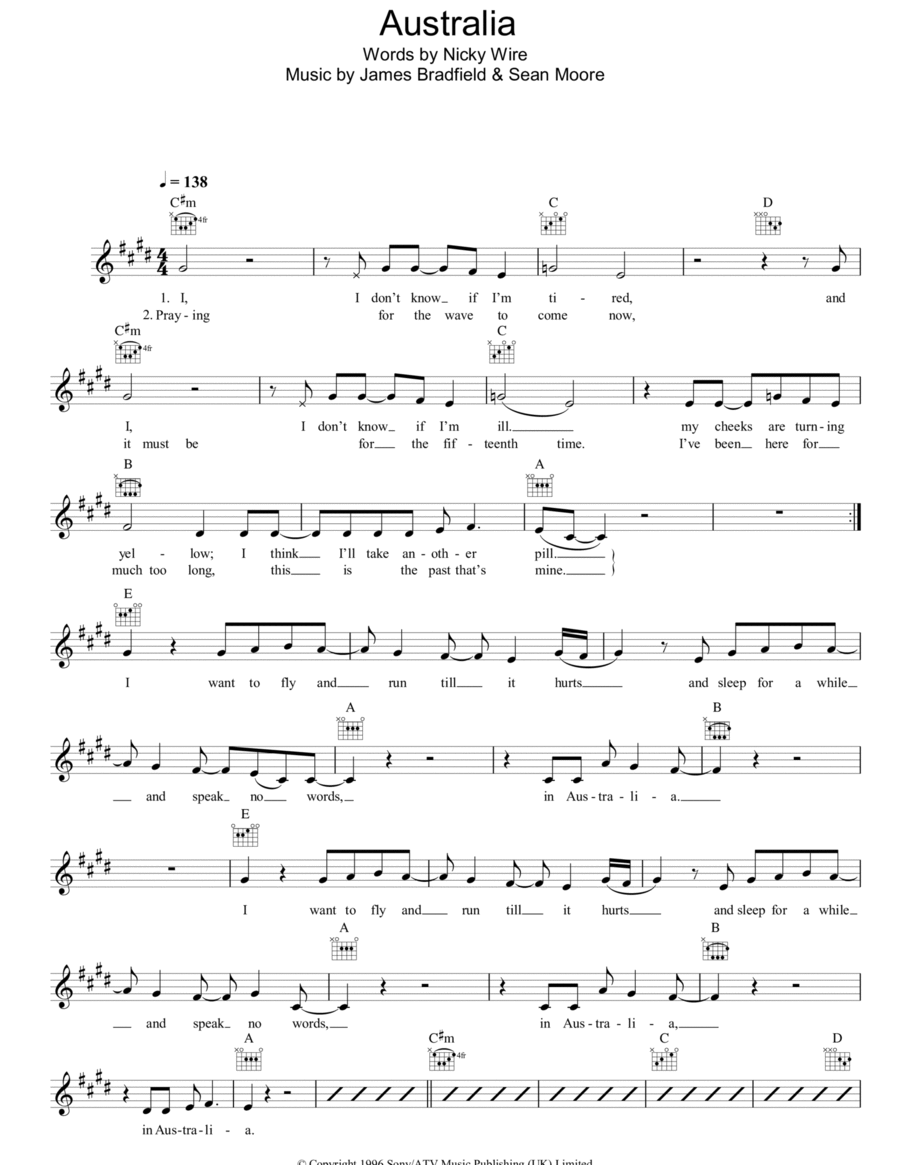 Australia Australia Piano scores gallery preview page 1