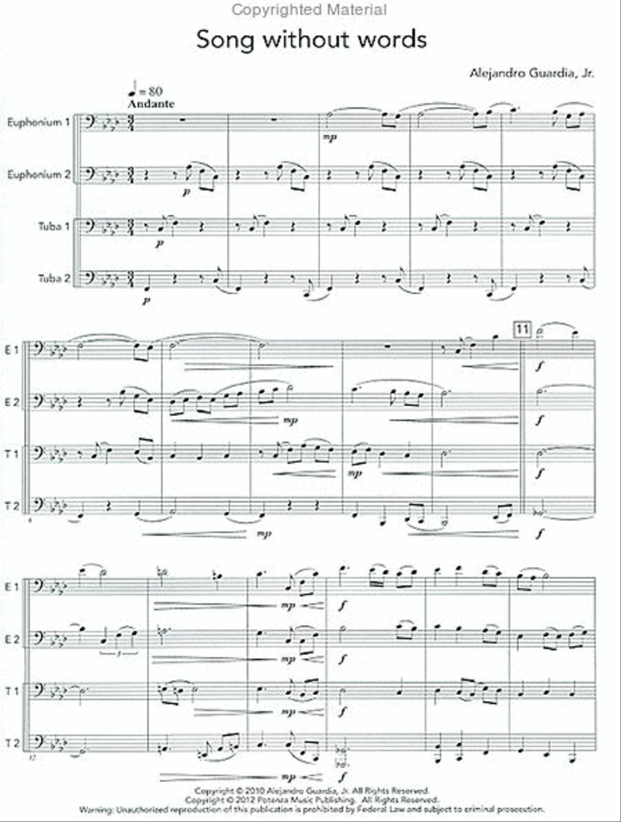 Song with Words Song with Words Euphonium Quartet scores gallery preview page 2