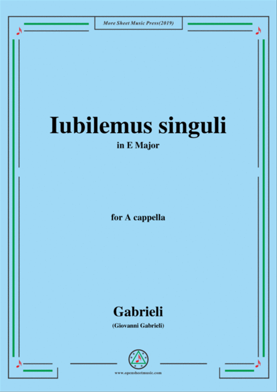 Gabrieli,Giovanni-Iubilemus singuli,in E Major,for A cappella 4-Part scores gallery preview page 1