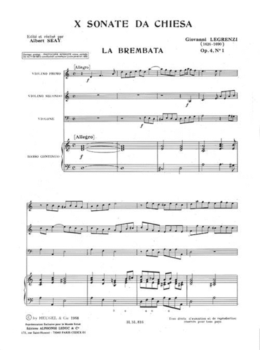 Giovanni Legrenzi: Sonate da Chiesa