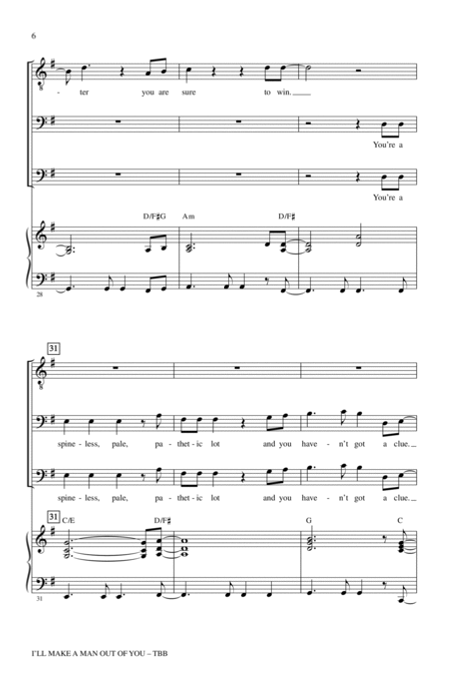 I'll Make A Man Out Of You (from Mulan) (arr. Roger Emerson) 3-Part scores gallery preview page 5
