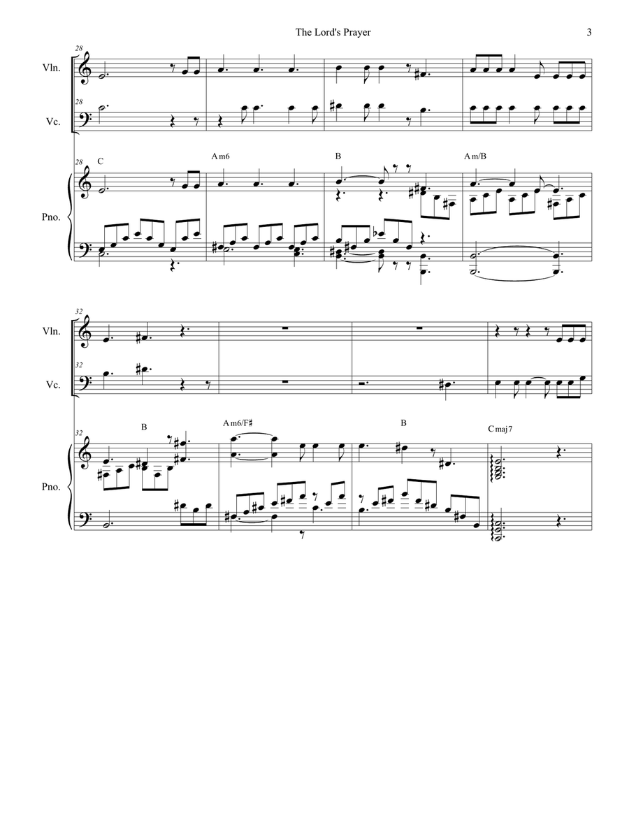 The Lord's Prayer Piano Trio scores gallery preview page 3