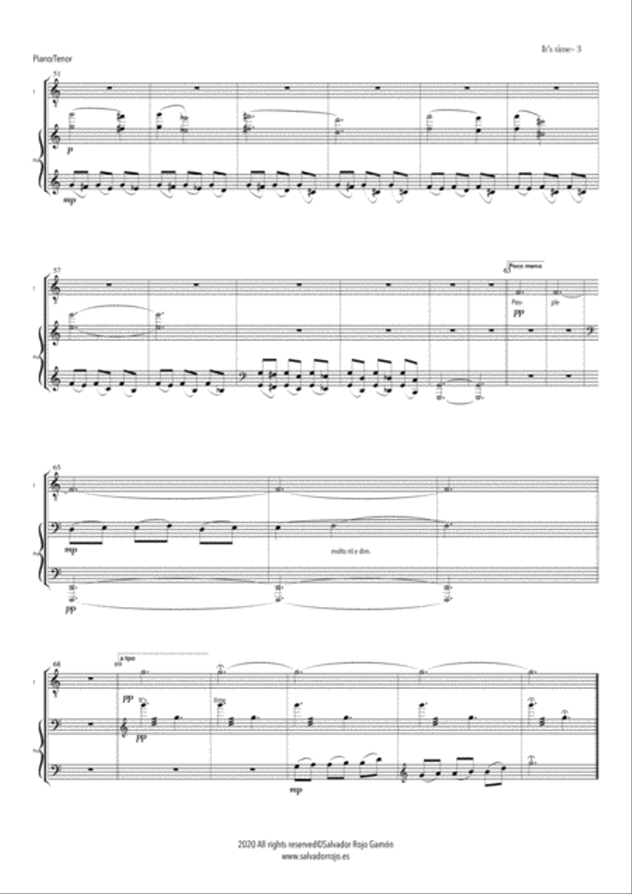 Time Arranged for Tenor soloist and Piano Tenor Voice scores gallery preview page 4