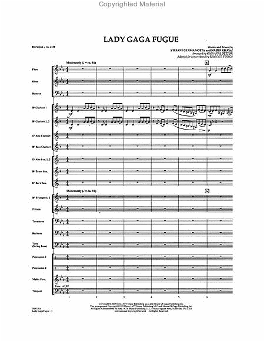 Lady Gaga Fugue Concert Band scores gallery preview page 2