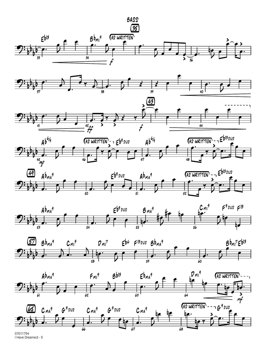 I Have Dreamed - Bass Jazz Ensemble scores gallery preview page 2