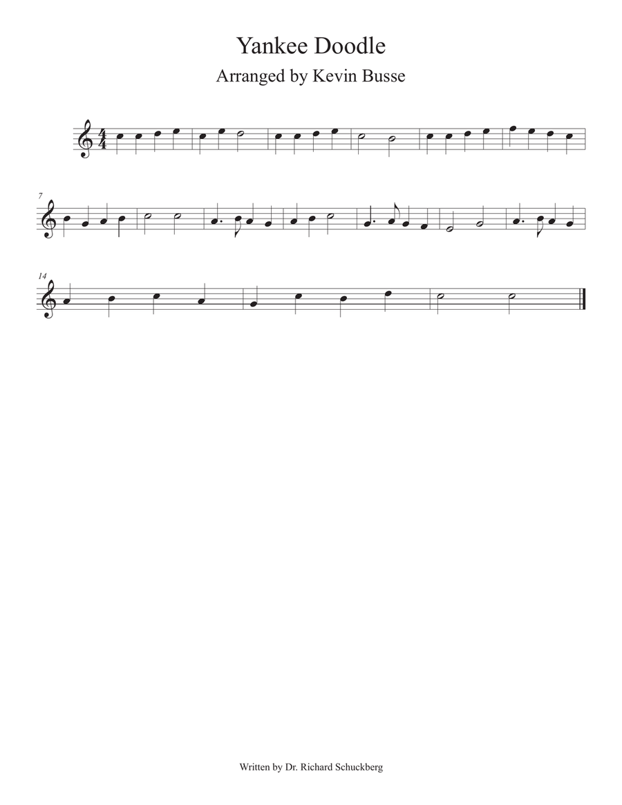 Yankee Doodle (Easy key of C) - Flute Flute Solo scores gallery preview page 1